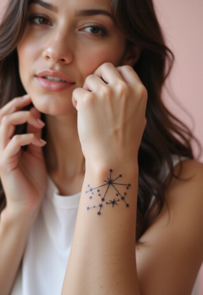 30 Pretty Wrist Tattoos for Women: Delicate & Personal Designs - 18. Star Constellation