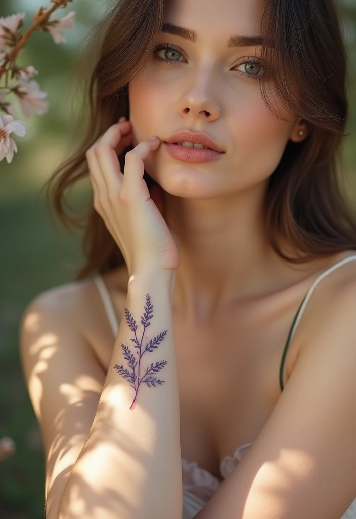 30 Pretty Wrist Tattoos for Women: Delicate & Personal Designs - 2. Minimalist Lavender