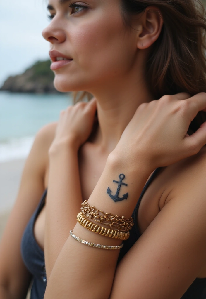 30 Pretty Wrist Tattoos for Women: Delicate & Personal Designs - 22. Tiny Anchor