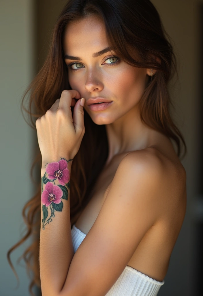 30 Pretty Wrist Tattoos for Women: Delicate & Personal Designs - 28. Elegant Orchid