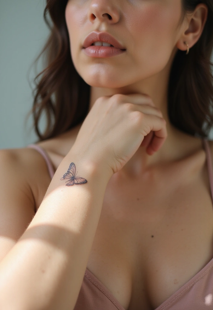 30 Pretty Wrist Tattoos for Women: Delicate & Personal Designs - 8. Minimalist Butterfly