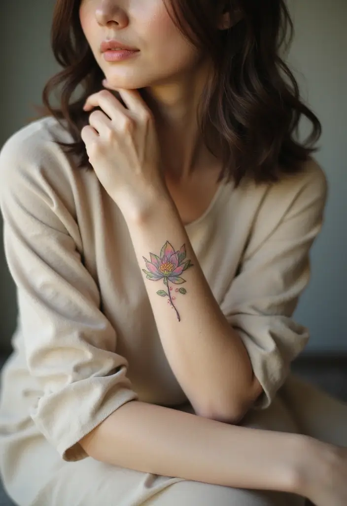 30 Pretty Wrist Tattoos for Women: Delicate & Personal Designs - 9. Lotus Flower