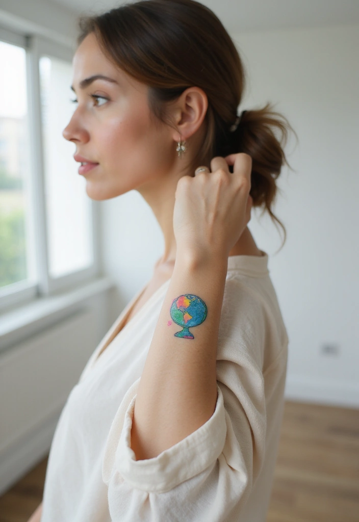 30 Simple Tattoos for Women: Minimalist & Elegant Designs - 26. Small Globe