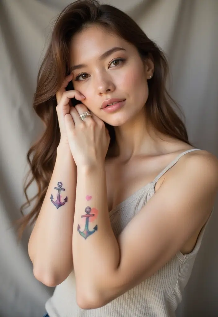 30 Simple Tattoos for Women: Minimalist & Elegant Designs - 30. Simple Anchor Heart