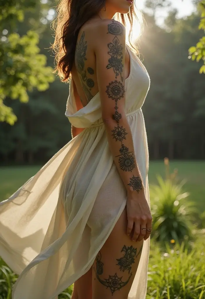 30 Stunning Thigh Tattoos for Women: Elegant, Bold & Meaningful Designs - 17. Spiritual Symbols