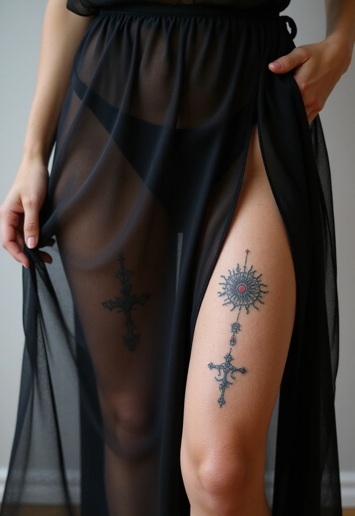 30 Stunning Thigh Tattoos for Women: Elegant, Bold & Meaningful Designs - 24. Personal Symbols