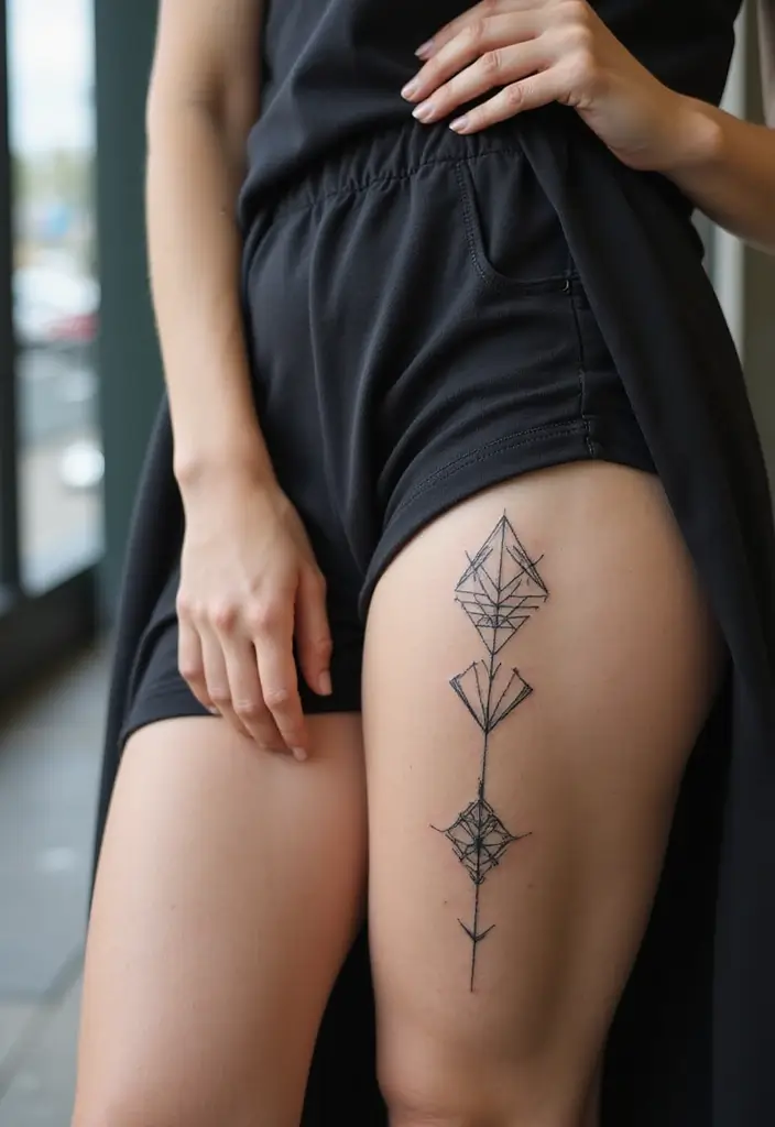30 Stunning Thigh Tattoos for Women: Elegant, Bold & Meaningful Designs - 4. Geometric Elegance