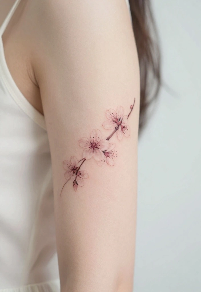 16 Inner Forearm Tattoo Ideas for Women with Elegant Meaning - 15. Tiny Cherry Blossom 1
