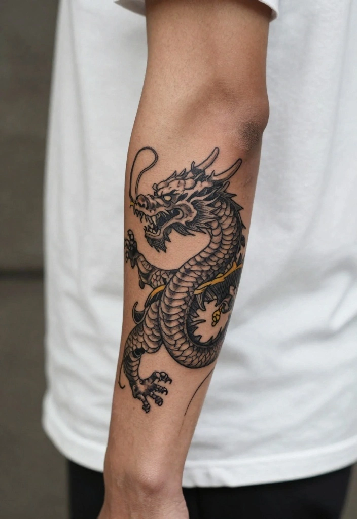 17 Dragon Forearm Tattoo Designs for Men Who Love Mythical Art - 12. The Vintage Dragon 1