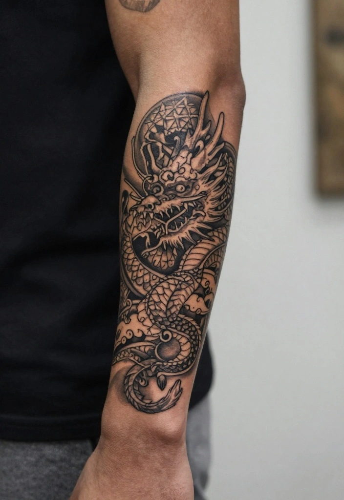 17 Dragon Forearm Tattoo Designs for Men Who Love Mythical Art - 14. The Mythological Dragon Story 1