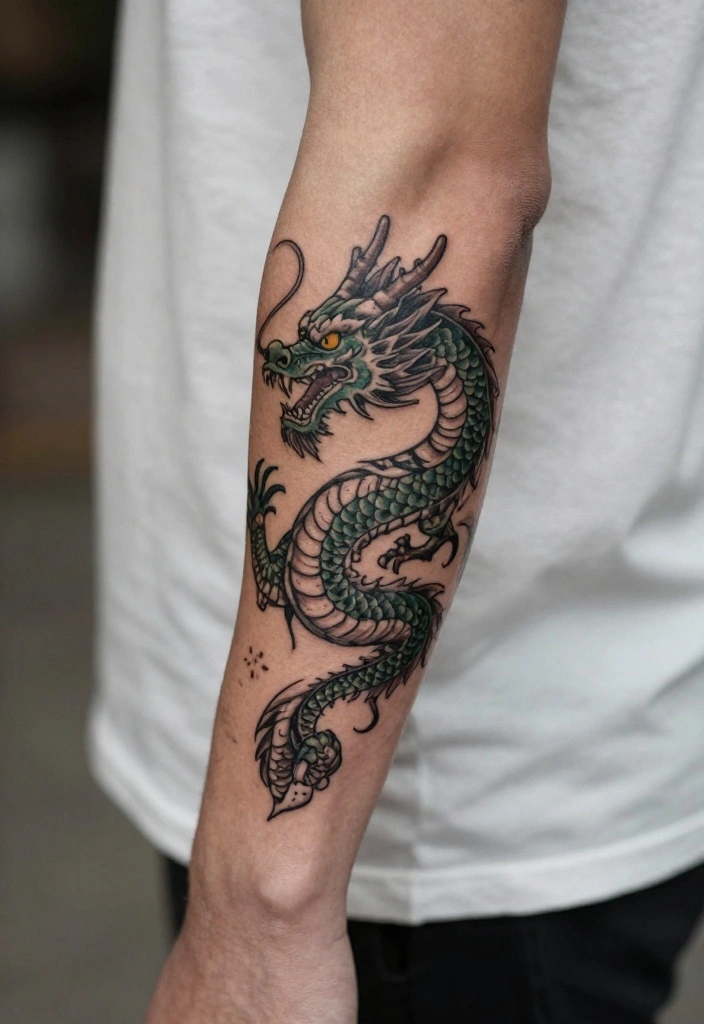 17 Dragon Forearm Tattoo Designs for Men Who Love Mythical Art - 16. The Symbolic Dragon 1