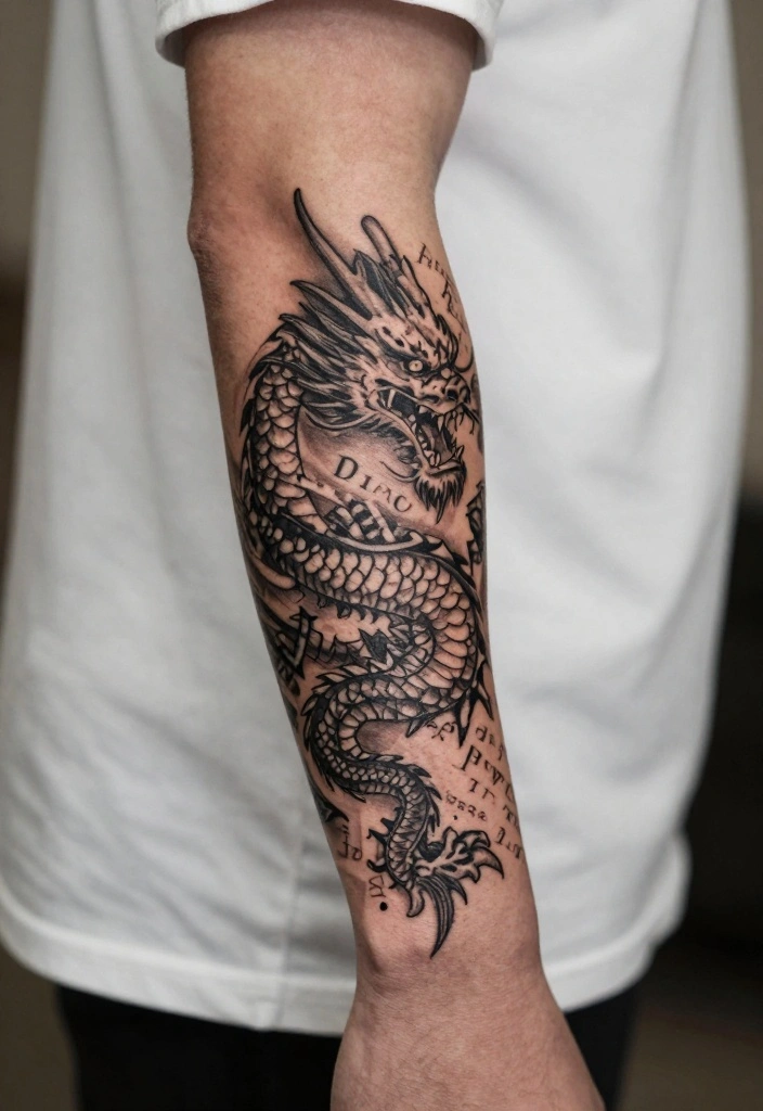 17 Dragon Forearm Tattoo Designs for Men Who Love Mythical Art - 17. The Legacy Dragon 1