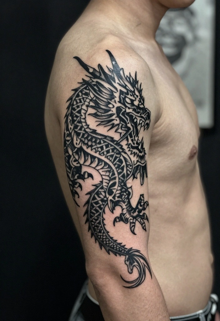 17 Dragon Forearm Tattoo Designs for Men Who Love Mythical Art - 4. The Tribal Dragon 1