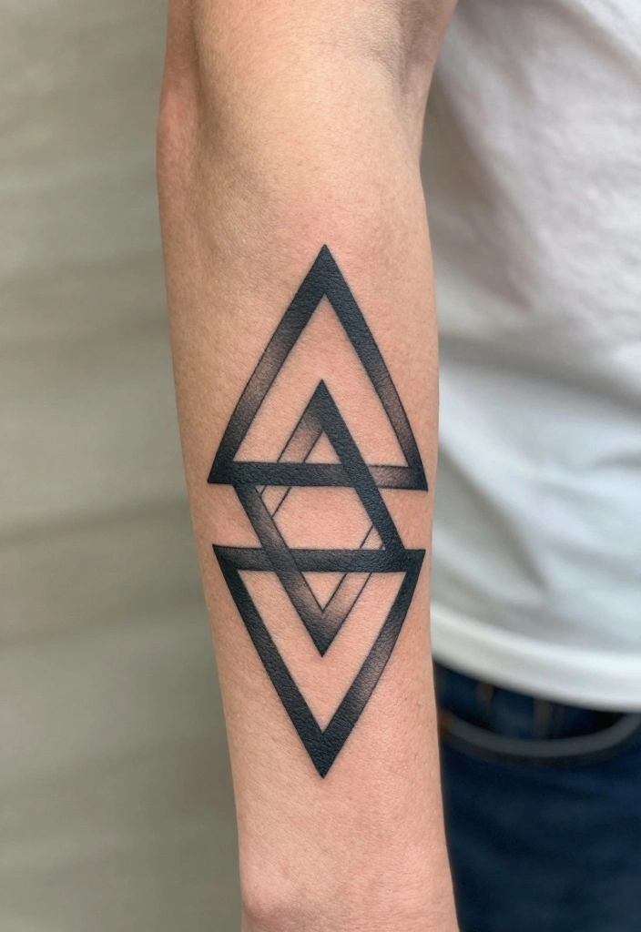 17 Forearm Half Sleeve Tattoo Ideas for Men You'll Want Instantly - 1. Interlocking Triangles 1