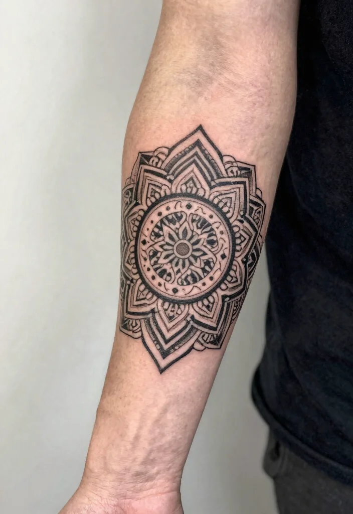 17 Forearm Half Sleeve Tattoo Ideas for Men You'll Want Instantly - 5. Circular Mandalas 1