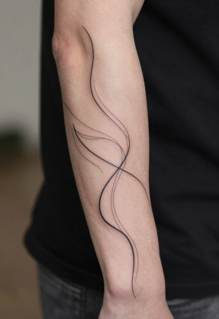 18 Forearm Tattoo Ideas for Men That Balance Art and Masculinity - 9. Abstract Line Art 1