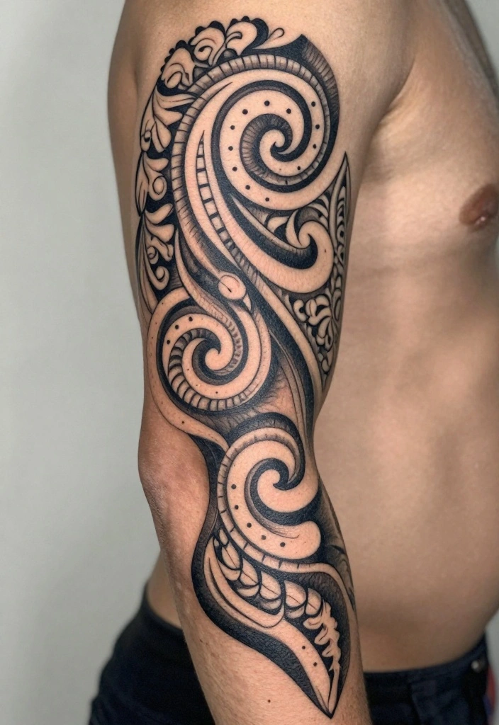 18 Polynesian Forearm Tattoo Designs for Men with Deep Meanings - 12. The Spiral – Symbol of Growth 1