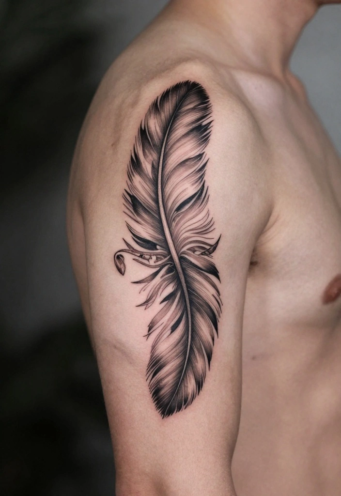 18 Polynesian Forearm Tattoo Designs for Men with Deep Meanings - 16. The Feather – Symbol of Freedom 1