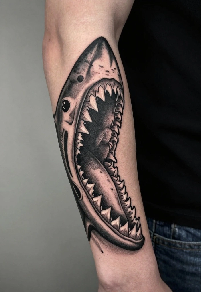18 Polynesian Forearm Tattoo Designs for Men with Deep Meanings - 3. The Shark Teeth – Symbol of Strength and Courage 1