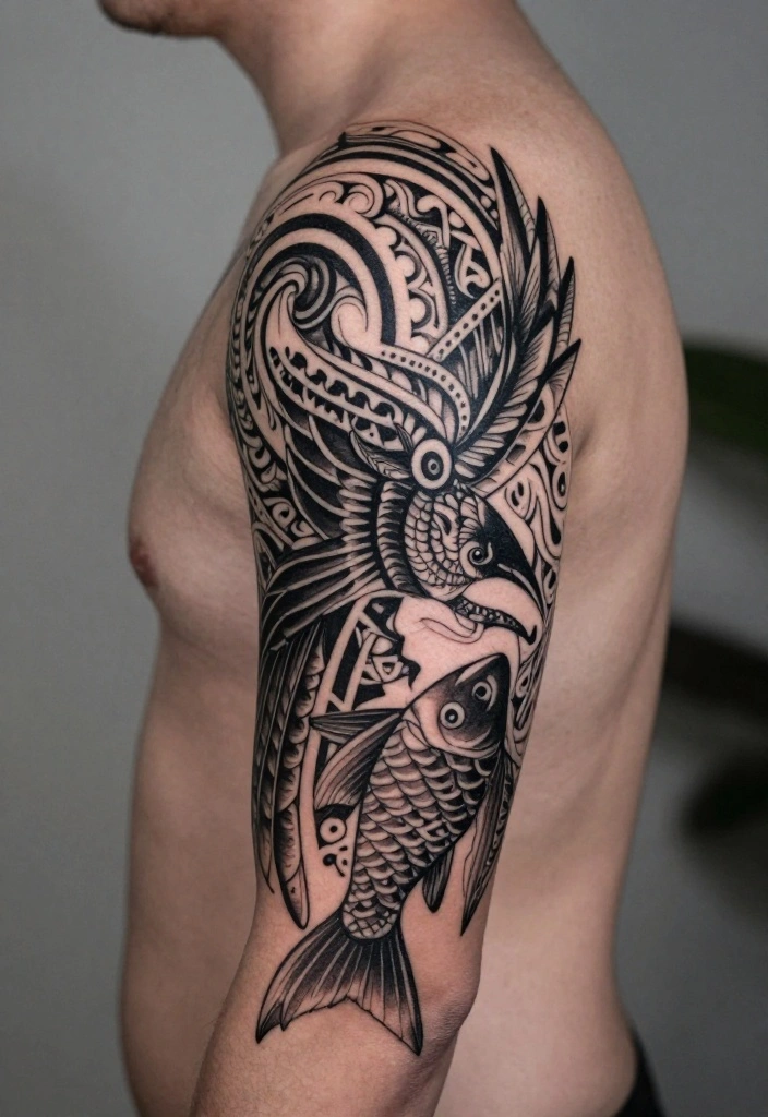 18 Polynesian Forearm Tattoo Designs for Men with Deep Meanings - 6. The Manaia – Balance of Forces 1
