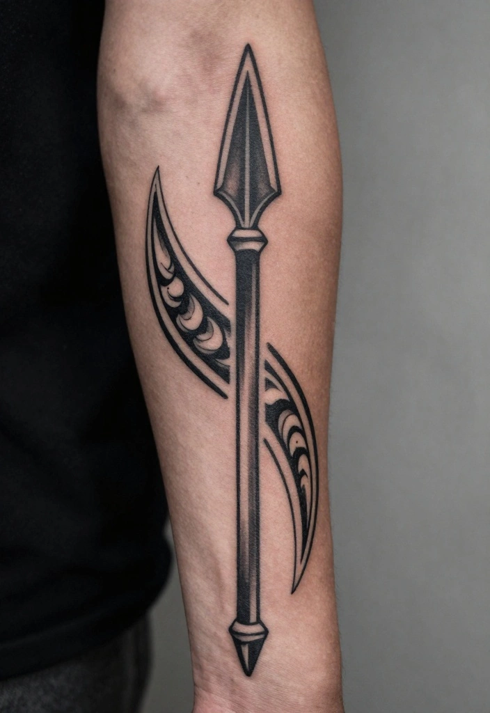 18 Polynesian Forearm Tattoo Designs for Men with Deep Meanings - 8. The Spearhead – Symbol of Strength 1