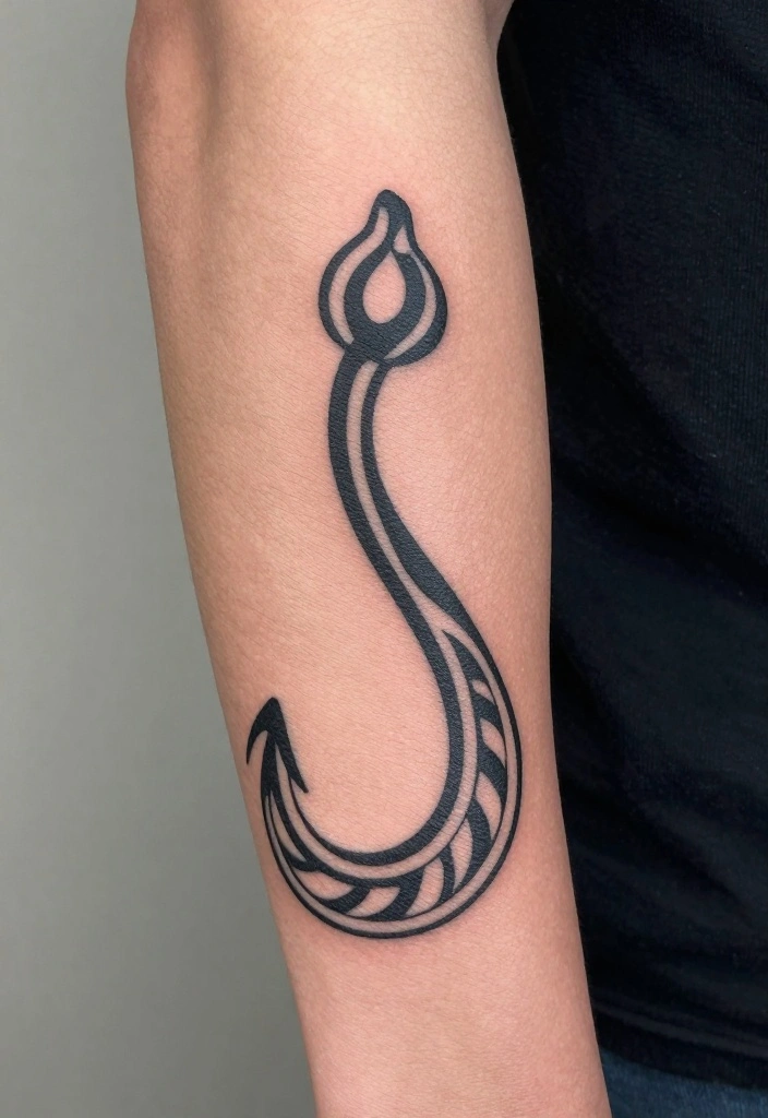 18 Polynesian Forearm Tattoo Designs for Men with Deep Meanings - 9. The Fish Hook – Symbol of Prosperity 1