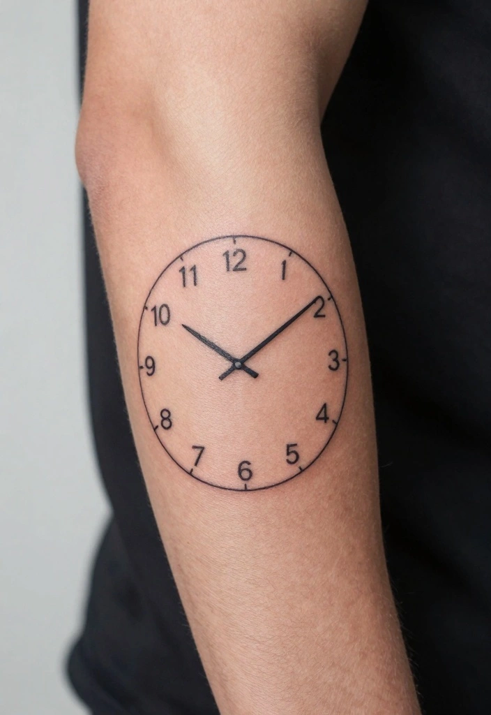 18 Unique Inner Forearm Tattoo Ideas for Men Who Want Something Different - 10. Minimalist Clock Designs 1