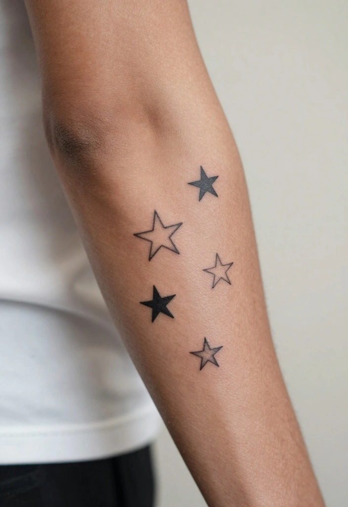 18 Unique Inner Forearm Tattoo Ideas for Men Who Want Something Different - 14. Minimalist Star Patterns 1