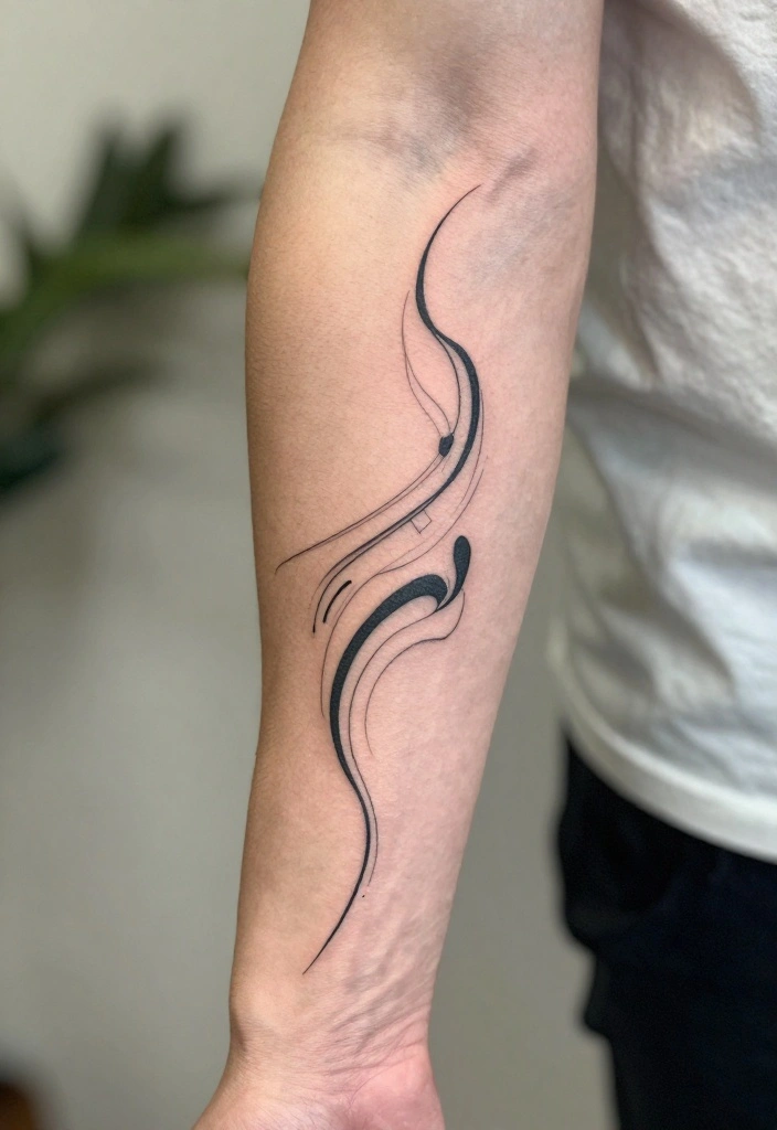 18 Unique Inner Forearm Tattoo Ideas for Men Who Want Something Different - 5. Abstract Line Art 1