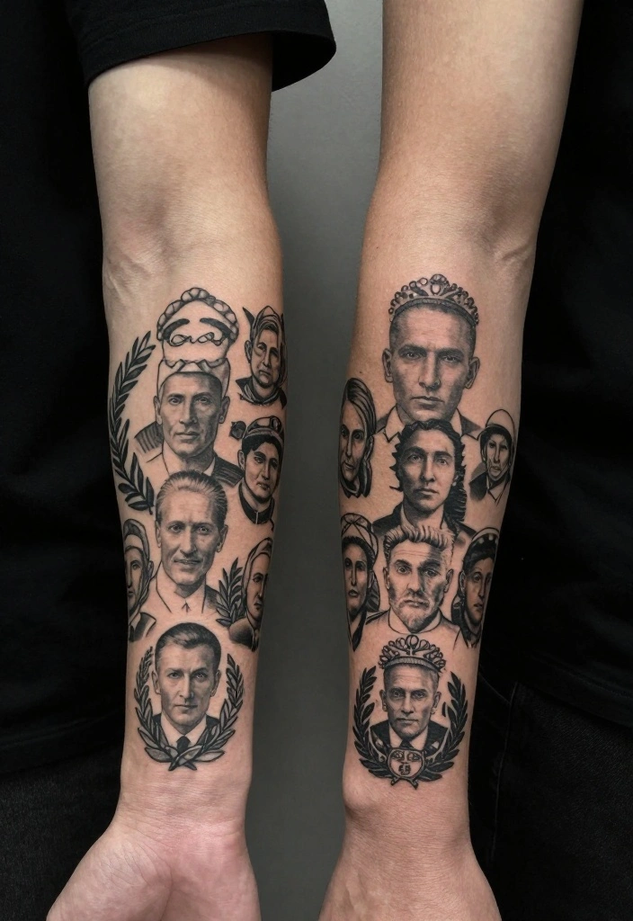 19 Half Sleeve Forearm Tattoo Designs for Men with Strong Personality - 18. Personalized Family Crests 1