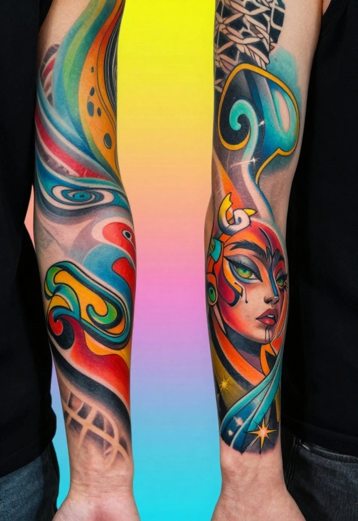 19 Half Sleeve Forearm Tattoo Designs for Men with Strong Personality - 19. The Power of Color 1