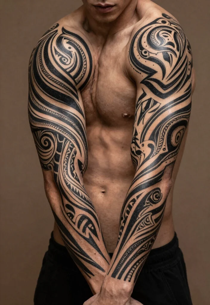 19 Half Sleeve Forearm Tattoo Designs for Men with Strong Personality - 3. Tribal Patterns 1
