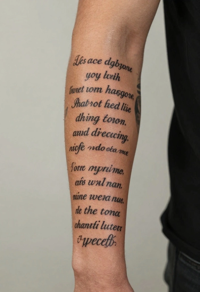 19 Half Sleeve Forearm Tattoo Designs for Men with Strong Personality - 4. Quotes and Typography 1