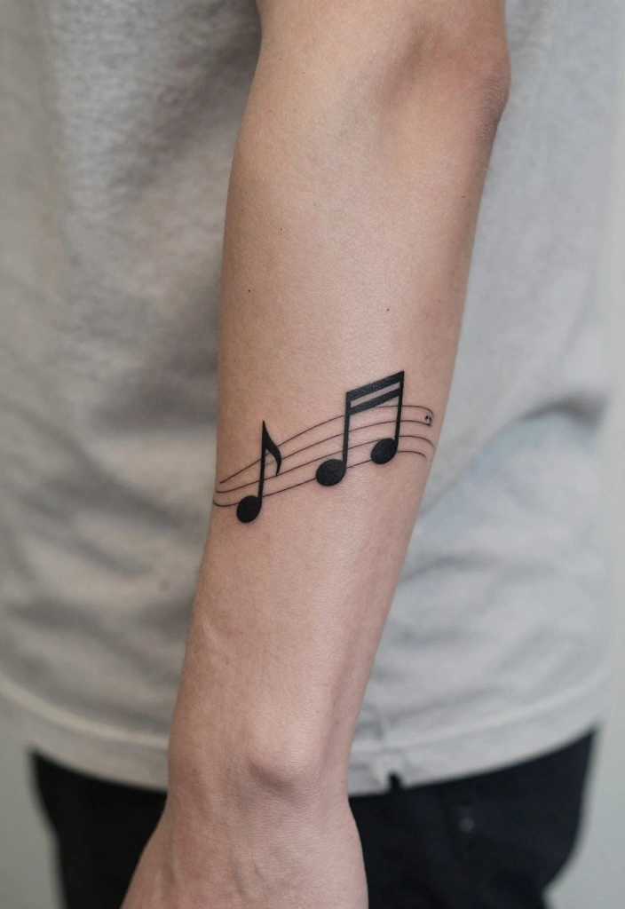 19 Men's Half Sleeve Forearm Tattoo Ideas That Look Insanely Cool - 18. Music Notes 1