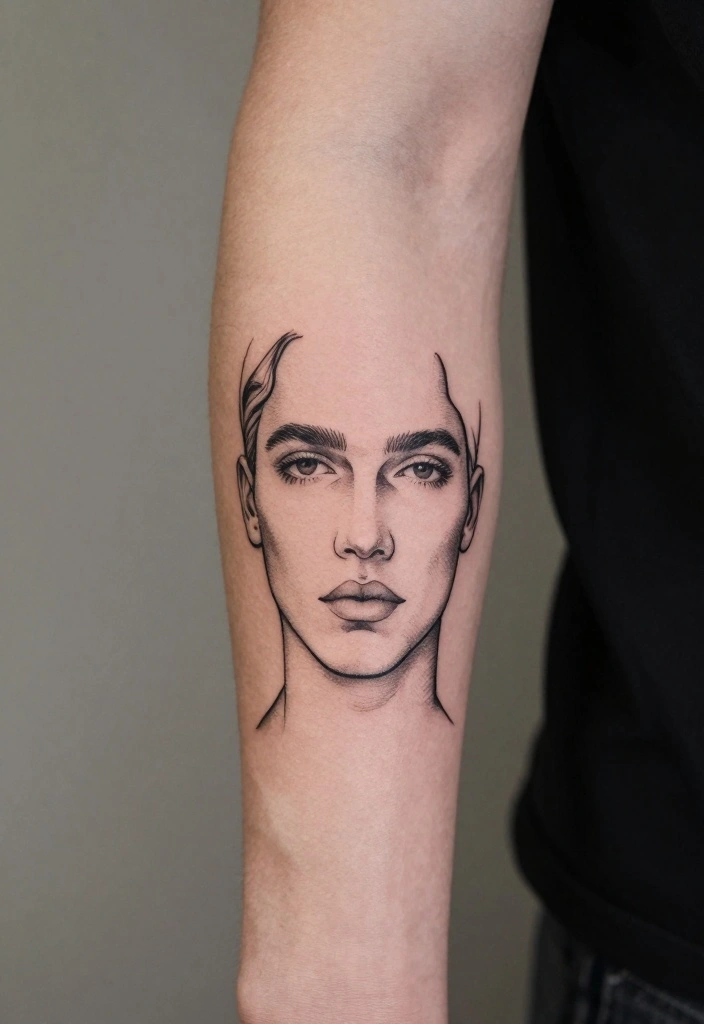 19 Men's Half Sleeve Forearm Tattoo Ideas That Look Insanely Cool - 6. Minimalist Portraits 1
