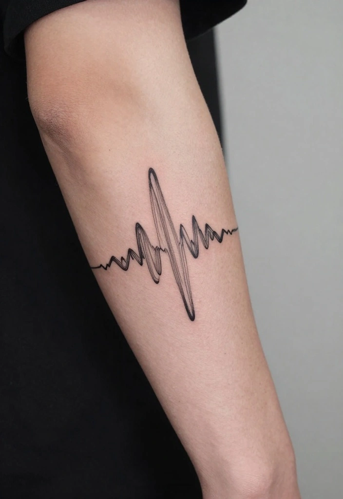 19 Outer Forearm Tattoo Ideas for Men That Stand Out Instantly - 12. Minimalist Sound Wave Tattoos 1