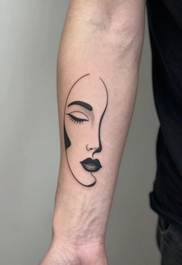 20 Front Forearm Tattoo Ideas for Men That Command Attention - 10. Abstract Faces 1