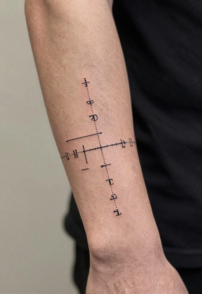 20 Front Forearm Tattoo Ideas for Men That Command Attention - 11. Coordinates 1