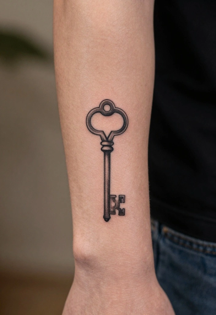 20 Front Forearm Tattoo Ideas for Men That Command Attention - 16. Vintage Keys 1