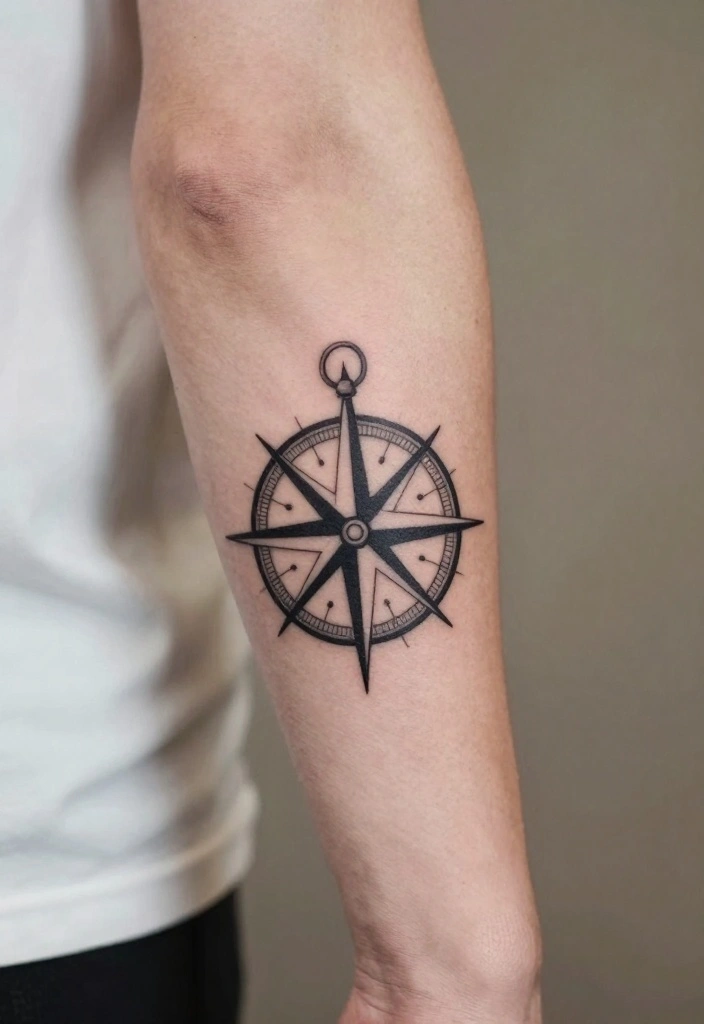 20 Front Forearm Tattoo Ideas for Men That Command Attention - 17. Compass Designs 1