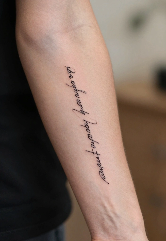 20 Front Forearm Tattoo Ideas for Men That Command Attention - 3. Minimalist Script 1