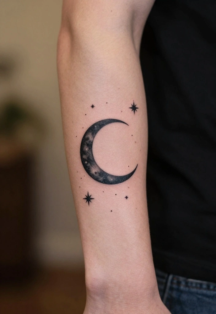 20 Front Forearm Tattoo Ideas for Men That Command Attention - 9. Celestial Motifs 1