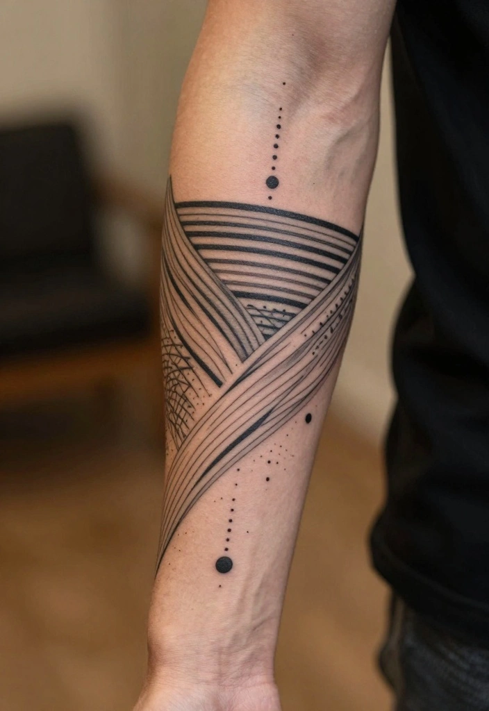 20 Front Forearm Tattoo Ideas for Men with Modern Style - 10. Lines and Dots 1