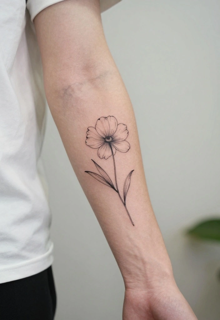 20 Front Forearm Tattoo Ideas for Men with Modern Style - 16. Minimalist Floral Designs 1