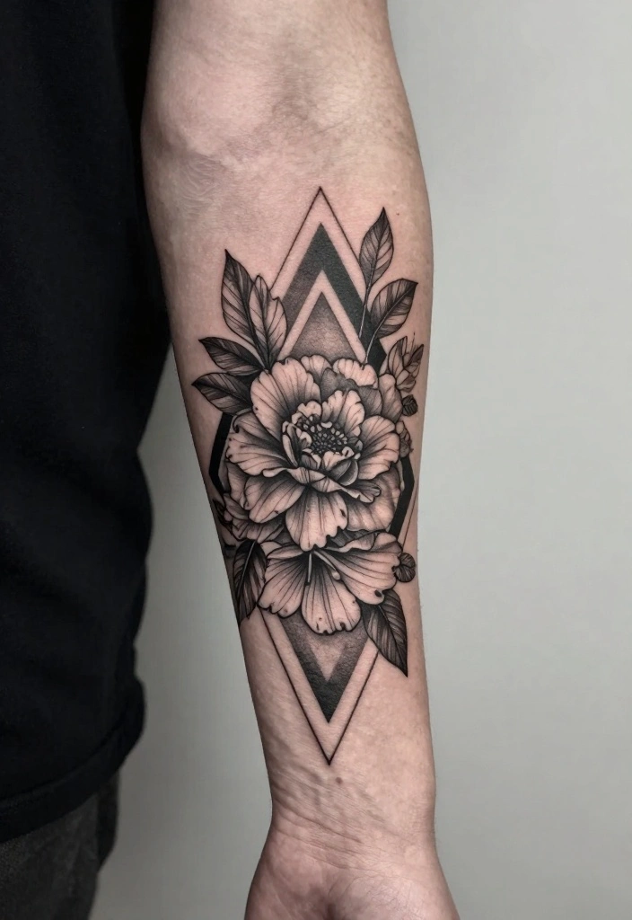 20 Front Forearm Tattoo Ideas for Men with Modern Style - 20. Merging Designs 1