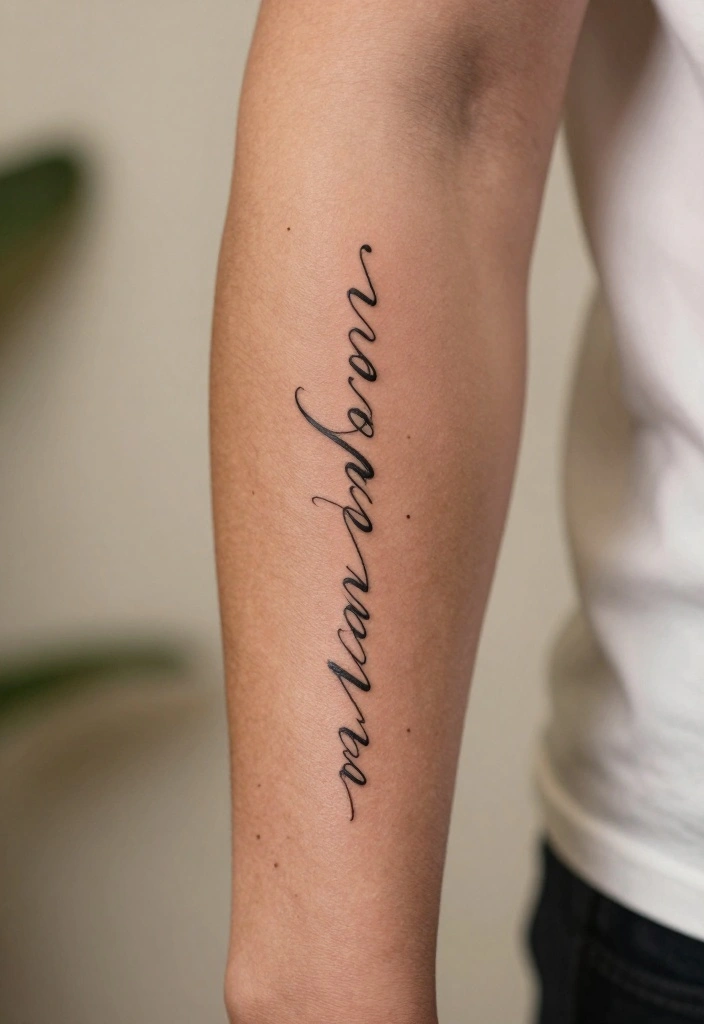 20 Front Forearm Tattoo Ideas for Men with Modern Style - 6. Words and Phrases 1