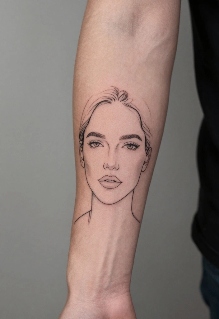 20 Inside Forearm Tattoo Ideas for Men That Look Powerful & Clean - 10. Minimalistic Portraits for a Personal Touch 1