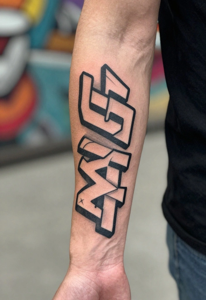 20 Inside Forearm Tattoo Ideas for Men That Look Powerful & Clean - 18. Minimalist Graffiti for the Urban Soul 1