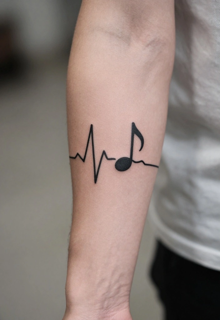 20 Inside Forearm Tattoo Ideas for Men That Look Powerful & Clean - 19. Music-Inspired Symbols for the Melodic Heart 1