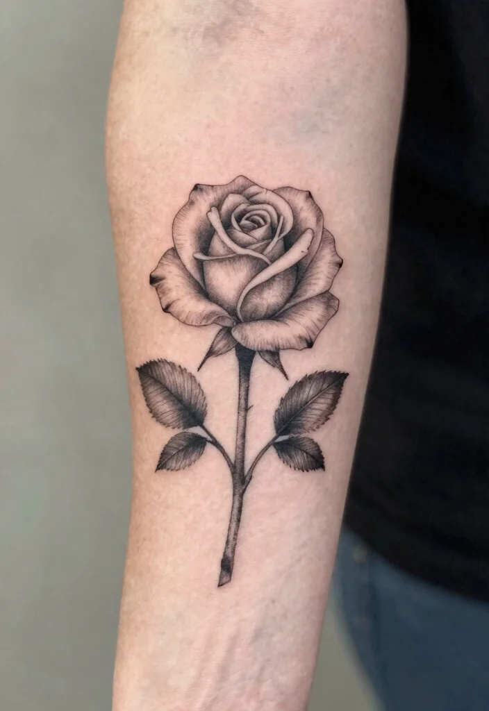 20 Rose Forearm Tattoo Ideas That Combine Beauty and Strength - 12. Single Bloom Rose 1